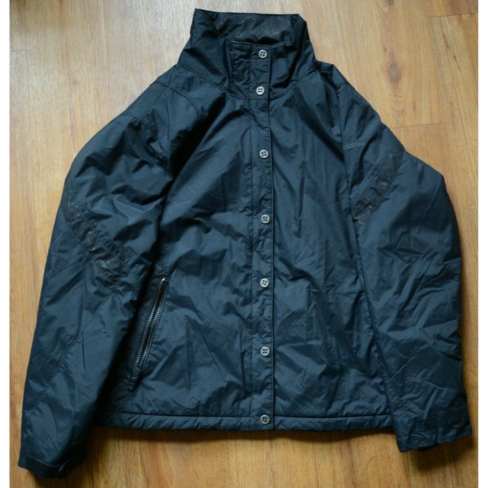 Columbia Omni-Shield Womens Black Size 1X Full Zip Waterproof Wind Rain Jacket